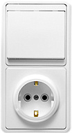Блок комбинированный «Бэлла», одна клавиша + розетка с заземлением, БКВР-031, белый
