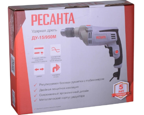 Дрель ударная Ресанта ДУ-15/950М  75/8/4