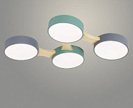 Люстра H0321A01/4 GN+GREY+WT+WOOD зеленый/белый/серый/дерево 4x24W LED d800 h50