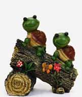 Садовая фигура из полистоуна «Черепашки на бревне», 24×13×25 см