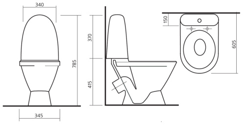 Унитаз-компакт Sanita Виктория эконом, белый, 1 режим, полипропилен, арматура Уклад