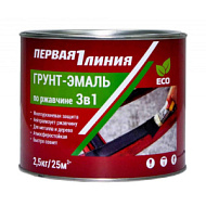 Грунт-эмаль 3 в1  Первая линия 2,5 кг черная глянцевая