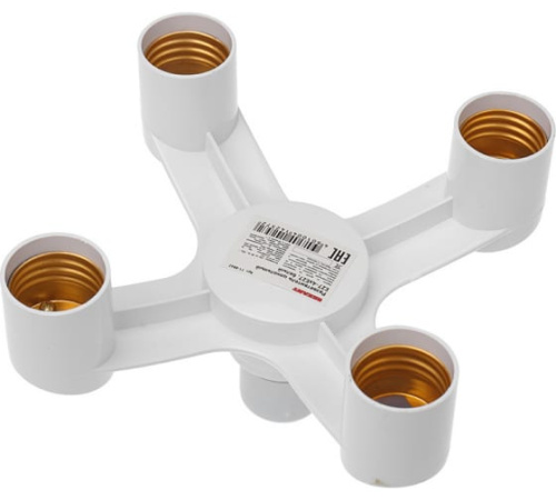 Разветвитель цокольный E27-4хE27 Rexant поворотный белый