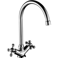 G02-72 Смеситель для кухни Rossinka с  высоким поворотным изливом 260мм, хром