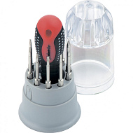 Отвертка для точных работ Matrix Fusion с насадками,11 предметов, пласт. пенал