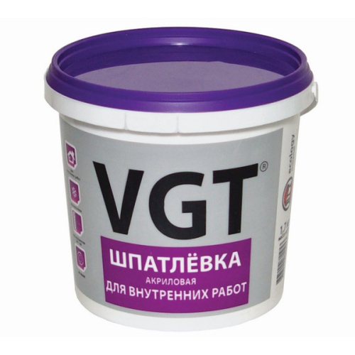 Шпатлевка VGT для внутренних работ, акриловая, 1,7кг