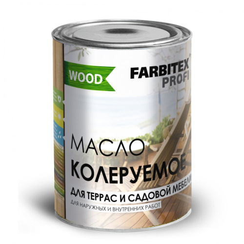 Масло колеруемое FARBITEX для террас и садовой мебели, бесцветный 3,0 л