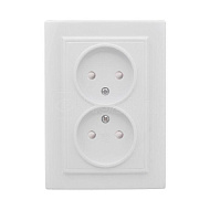 453863 Розетка 2-м СП Минск 10А защ. шторки без заземл. бел. Basic EKF ERR10-102-100