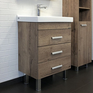 Тумба-умывальник Comforty Никосия 60Н, с раковиной Fest 60, дуб темный, 600*860*400 мм