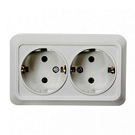 Розетка 2-м IN HOME BOLLETO с заземл. накл. 7128 бел. ASD