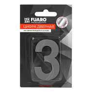 Номер дверной FUARO №3 хром самоклеящийся стальной (50х37)