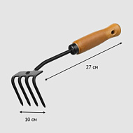О0753 Грабли 4-х зубые прямые с дер ручкой `УРОЖАЙНАЯ СОТКА` Эксперт