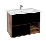 VLUX60ELCH-T2YP Подвесная тумба-умывальник Viant Люксембург 60 черная с раковиной Элина 60