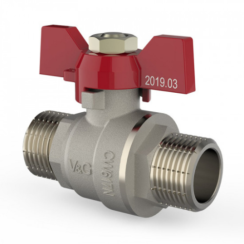 Кран шаровой 1" НР бабочка никель