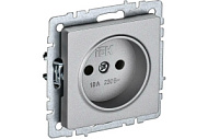 Розетка IEK BRITE РС10-1-0-БрА 10А без заземл. без защ. шторок алюм. BR-R10-10-K47