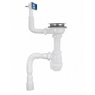 Сифон для мойки 3 1/2"х40 с мет.реш. с прямоуг. переливом с г.т. 40х40/50 B0148