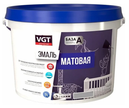 Эмаль универсальная  VGT акриловая , матовая, зеленая RAL6005  , 1,0 кг