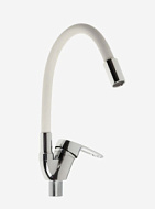 5478290 Смеситель для кухни ZEIN, Z2110однорычажный, гибкий излив, картридж 40 мм, белый/хром
