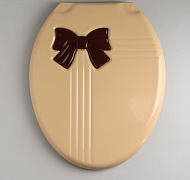 1593635 Сиденье для унитаза с крышкой «Комфорт Люкс», цвет бежевый/коричневый бантик