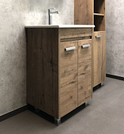 Тумба-умывальник Comforty Марио 60, с раковиной Quadro 60, дуб темный, 610*870*470