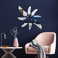 7412582 Наклейки интерьерные "Пёрышко", зеркальные, набор 8 шт. 10.5х3.2см