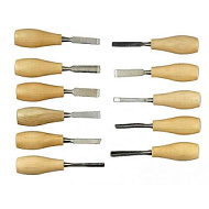 1834-H11_z01 Набор DEXX:Стамески фигурные "МИНИ" с деревянной ручкой, 11 шт