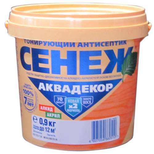 Антисептик СЕНЕЖ Аквадекор, 0,9кг, бесцветный