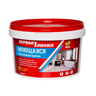 Краска "Первая линия" акриловая, моющаяся, белоснежная 1,5кг