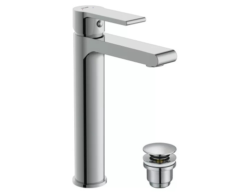 A63024 Смеситель для раковины CERSANIT BRASKO высокий, сливной гарнитур