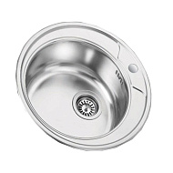 Мойка кухонная Ledeme, круглая, врезная, нерж, с сифоном, 0,6мм 490*490*170мм