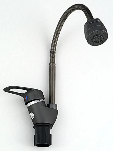 B58-0266 Смеситель для кухни Эверест гибкий излив, черный