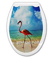 Сиденье для унитаза Океан Фламинго, жесткое, с рисунком