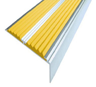 Двойной угол-порог ЕСО противоскол. алюм. 68х22,5 мм, с ЖЁЛТОЙ резиновой вставкой. длинна 0,9м