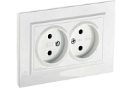 Розетка 2-м IEK СП BRITE РС12-2-БрБ 10А в сборе без заземл. без защ. шторок бел. BR-R20-10-K