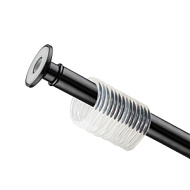 11002 Карниз для ванной Санакс черный с кольцами 120х220 см из нержавеющей стали