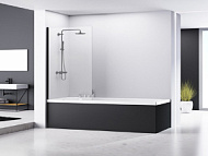 Шторка для ванны Comforty SL 171B, прозрачное стекло 8 мм, чёрный профиль, 800*1400 мм