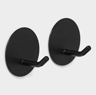 Крючки самоклеящиеся Stölz «Классика», 2 шт., круг, 4.5×4.5×3 см, чёрные