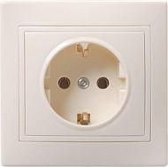 Розетка 1-м СП IEK Кварта РС10-3-ККм 16А IP20 с заземл. без защ. шторок крем. ERK14-K33-16-DM