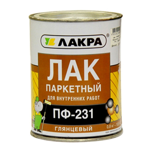 Лак паркетный ПФ-231  Лакра, 0,8кг, бесцветный глянцевый