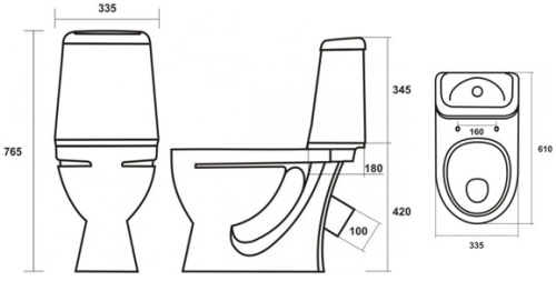 Унитаз-компакт Sanita Идеал эконом, белый, 1 режим, полипропилен, арматура Уклад