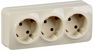 Розетка 3-м ОП IEK GLORY РС23-3-ХК 16А с заземл. крем. ERH31-K33-16