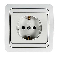 Розетка 1-м IN HOME CLASSICO с заземл. 2028 бел. ASD