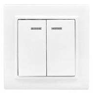453872 Выключатель 2-кл. СП Минск 10А IP20 с индикатором бел. Basic EKF ERV10-123-10