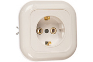 84153 Розетка 1-м СП Валентина РС16-635 с заземл. бел./зол. Кунцево 7654