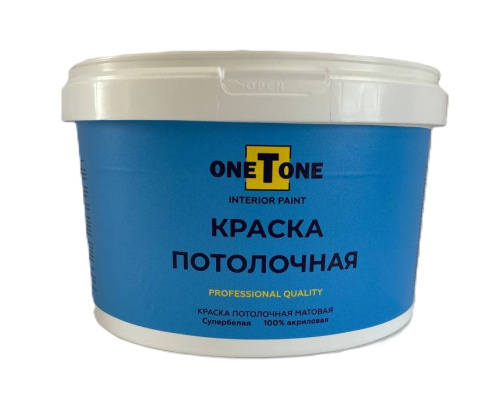 Краска ONETONE для потолков, акриловая, супербелая, 14 кг