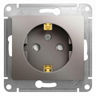 Механизм розетки 1-м СП GLOSSA 16А IP20 250В с заземл. защ.шторки платина SchE GSL001245