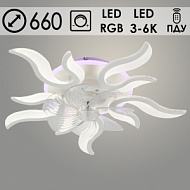 Люстра 9508/5CV WH белый 80W+20W LED RGB 3000-6000K ПДУ диммер d660 h80 с вентилятором, SSH23