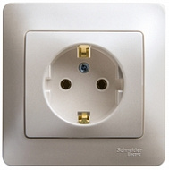 Розетка 1-м СП GLOSSA 16А IP20 с заземл. в сборе перламутр. SchE GSL000642