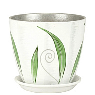 Горшок керамический Бутон Роспись Мотив зеленый d=18см,h=18см,v=3,8л, с поддоном