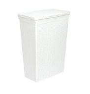 5650006 Корзина для белья "Лофт" узкая с крышкой 50л (белый)
